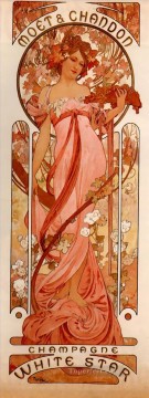  Mucha Painting - Moet and Chandon White Star 1899 Czech Art Nouveau distinct Alphonse Mucha